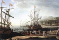 Marina con los troyanos quemando sus barcos paisaje Playa Claude Lorrain